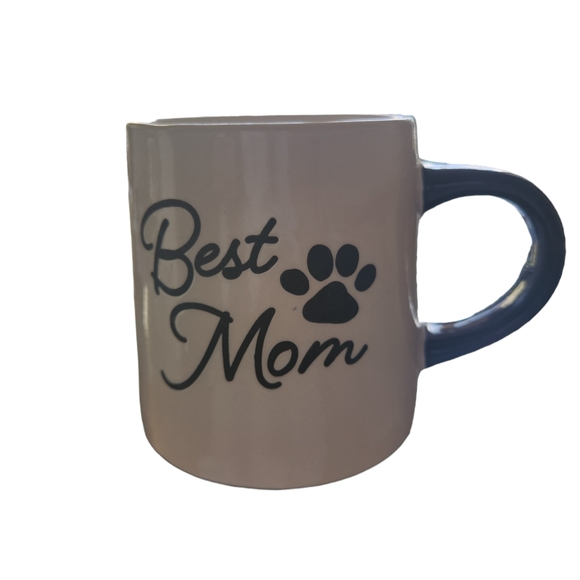 BURTON+BURTON Best Mom Paw Print Coffee Tea Soup Mug 18oz White Black - Picture 2 of 12